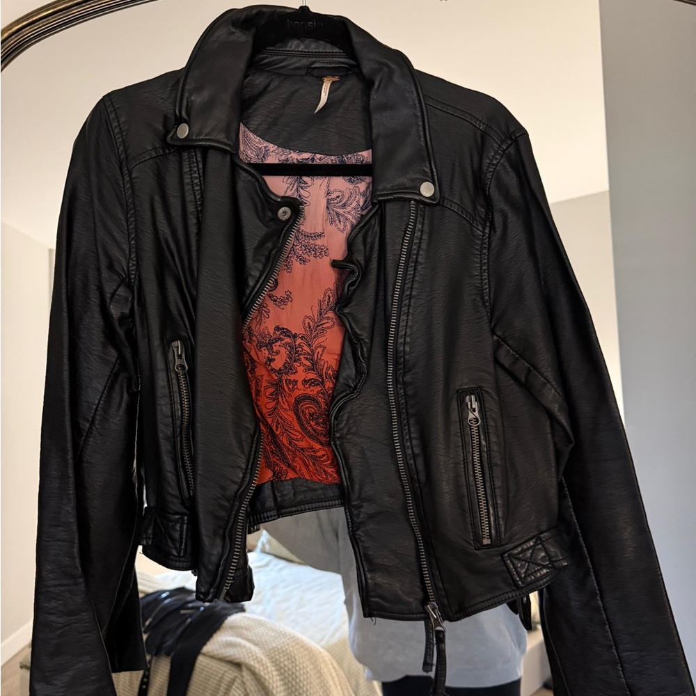 Free People Leather Jacket with Red Lining